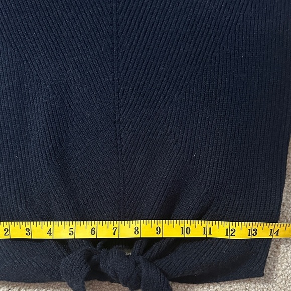 Moth by Anthropologie Navy Ribbed Front Tie Sweater Casual Cozy Women’s Small - Picture 7 of 9